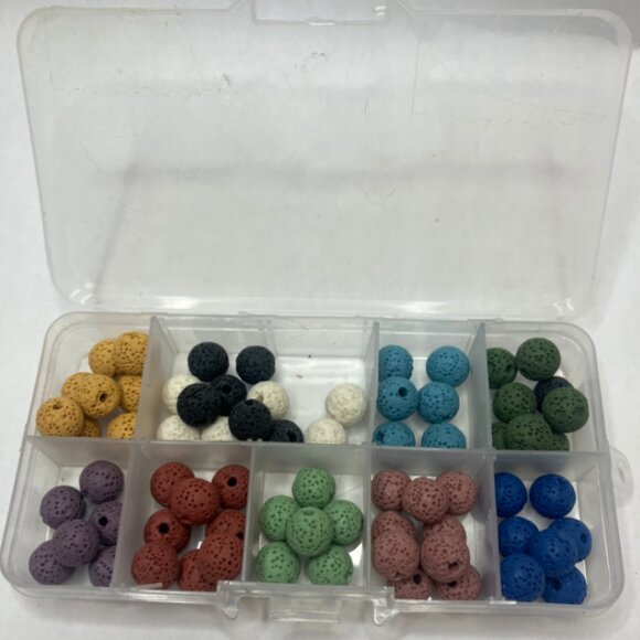 Multi Coloured Lava Stone Beads Round Loose Spacer Beads for Jewelry Making - Picture 8 of 8